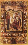 unknow artist Our Lady of Bogolijubovo with Saint Zocime and Saint Savvatii and Scenes from their Lives Spain oil painting reproduction